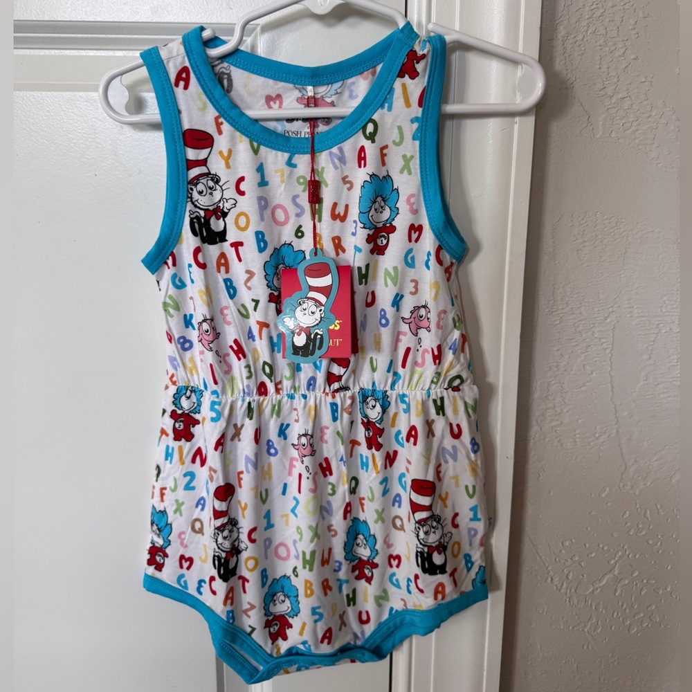 Dr Seuss Good Fun Varsity romper Posh Peanut alphabet kids Summer one piece 2T - Picture 7 of 14